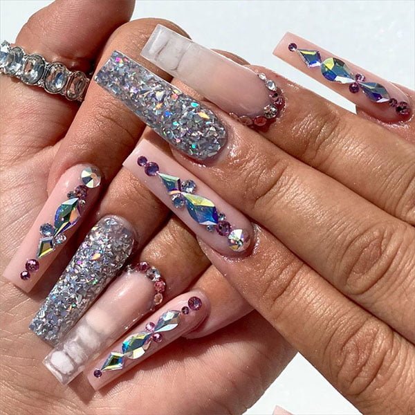Long Nails with Diamonds