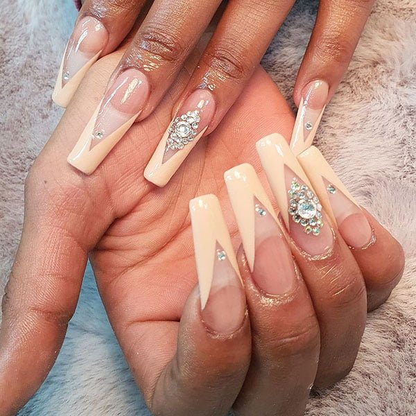 Nude Nails with Diamonds